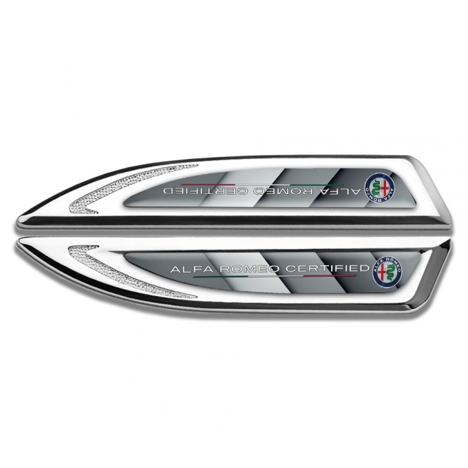 Alfa Romeo Emblem Fender Badge Silver Grey Segments Classic Logo Motif