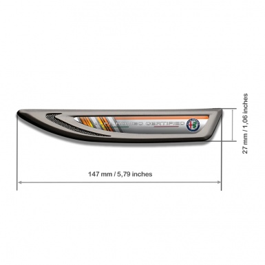 Alfa Romeo Fender Metal Badge Graphite Orange Elements Classic Color Logo