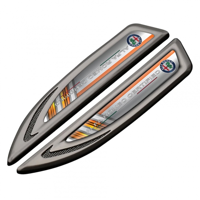 Alfa Romeo Fender Metal Badge Graphite Orange Elements Classic Color Logo