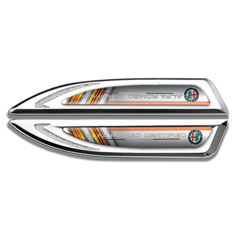 Alfa Romeo Fender Metal Badge Silver Orange Elements Classic Color Logo