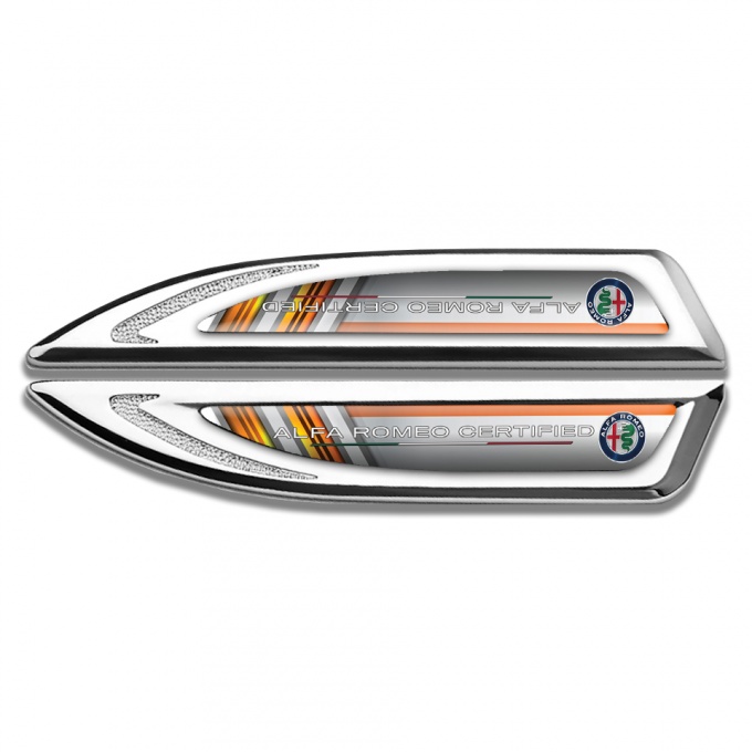 Alfa Romeo Fender Metal Badge Silver Orange Elements Classic Color Logo
