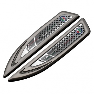 Alfa Romeo Fender Emblem Self Adhesive Graphite Perforated Metal Edition 