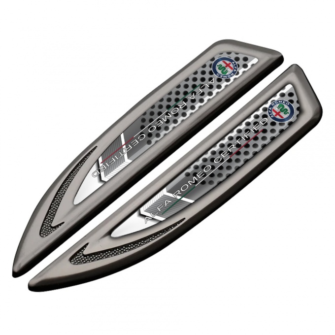 Alfa Romeo Fender Emblem Self Adhesive Graphite Perforated Metal Edition 