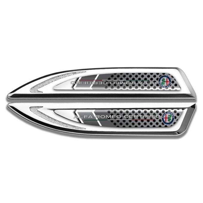 Alfa Romeo Fender Emblem Self Adhesive Silver Perforated Metal Edition 
