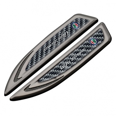 Alfa Romeo Emblem Fender Badge Graphite Grey Carbon Chrome Logo Edition