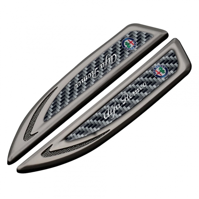 Alfa Romeo Emblem Fender Badge Graphite Grey Carbon Chrome Logo Edition