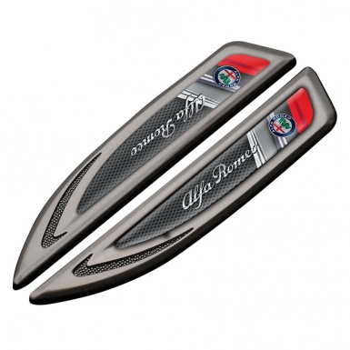 Alfa Romeo Fender Badge Self Adhesive Graphite Dark Grate Red Fragment