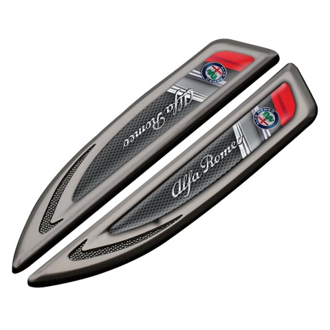Alfa Romeo Fender Badge Self Adhesive Graphite Dark Grate Red Fragment