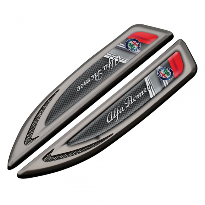 Alfa Romeo Fender Badge Self Adhesive Graphite Dark Grate Red Fragment