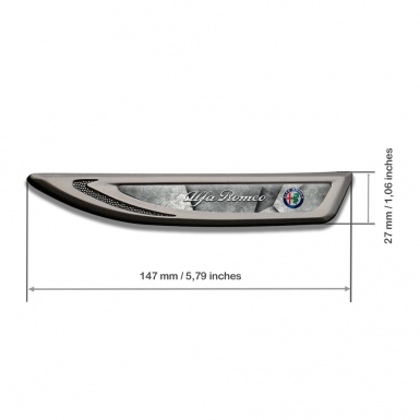 Alfa Romeo Fender Emblem Self Adhesive Graphite Granite Texture Chrome Logo