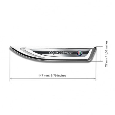 Alfa Romeo Fender Metal Emblem Graphite Gradient Frame Chrome Logo