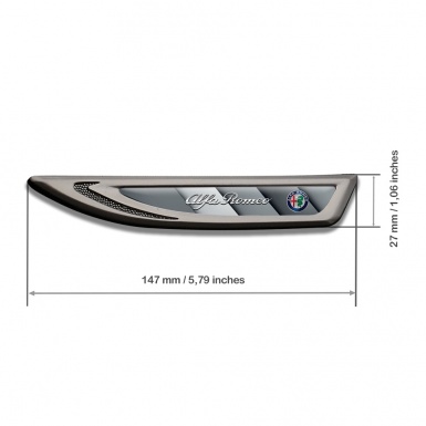 Alfa Romeo Fender Badge Self Adhesive Graphite Greyscale Segments Edition