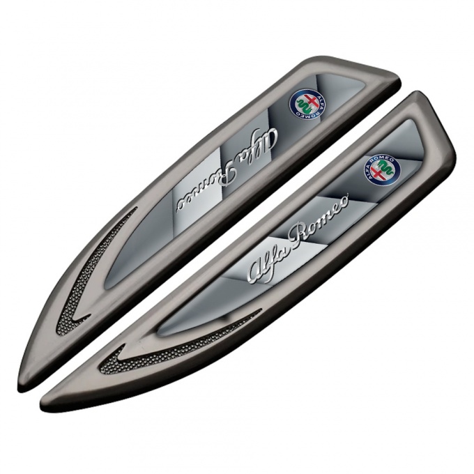 Alfa Romeo Fender Badge Self Adhesive Graphite Greyscale Segments Edition