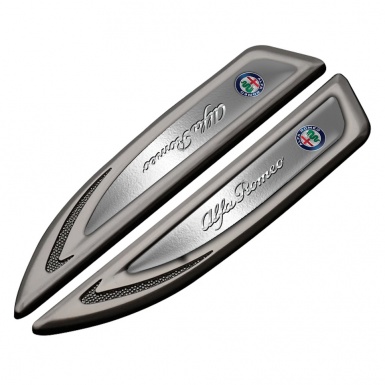 Alfa Romeo Fender Bodyside Emblem Graphite Polished Metal Chrome Edition