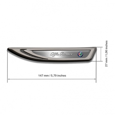 Alfa Romeo Fender Bodyside Emblem Graphite Polished Metal Chrome Edition