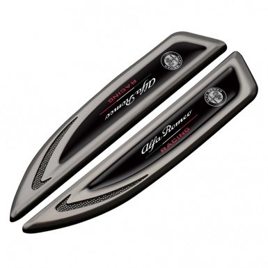 Alfa Romeo Emblem Fender Badge Graphite Black Base Racing Edition