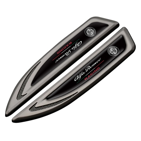 Alfa Romeo Emblem Fender Badge Graphite Black Base Racing Edition