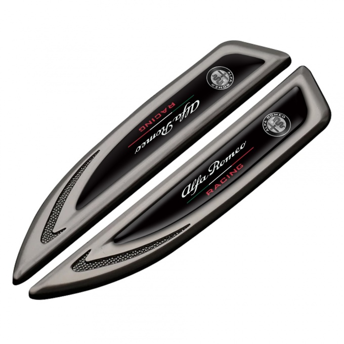Alfa Romeo Emblem Fender Badge Graphite Black Base Racing Edition