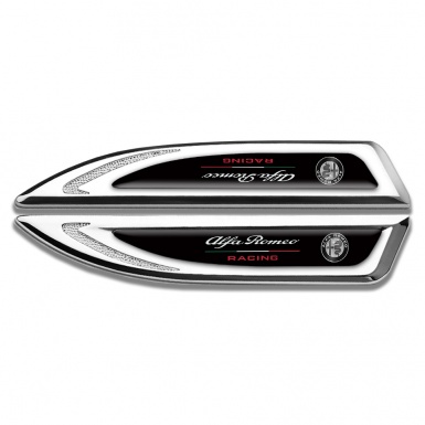 Alfa Romeo Emblem Fender Badge Silver Black Base Racing Edition