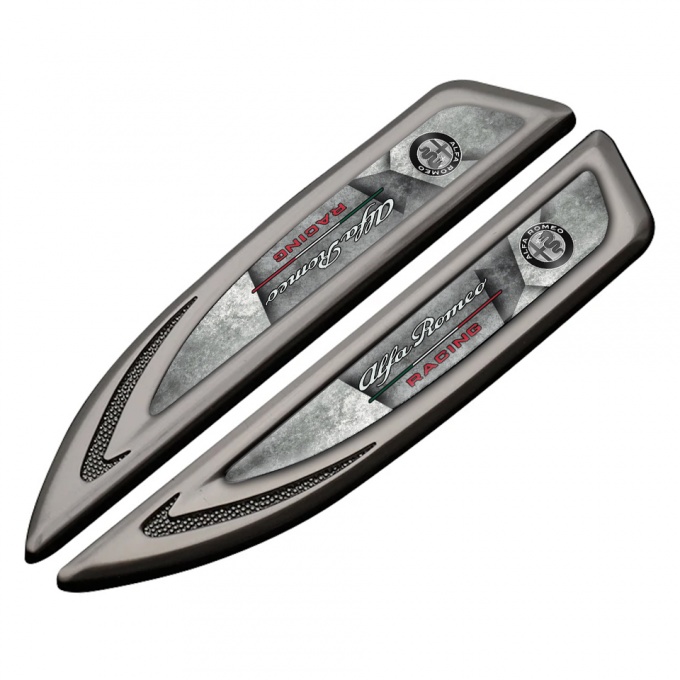 Alfa Romeo Fender Emblem Badge Graphite Stone Texture Racing Design