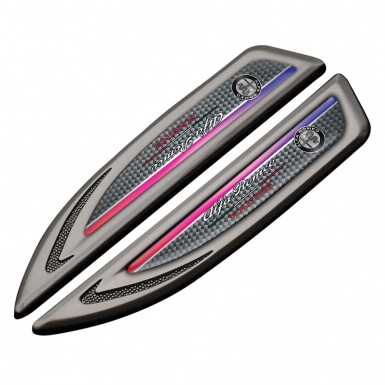 Alfa Romeo Fender Metal Badge Graphite Light Carbon Color Gradient Stripe