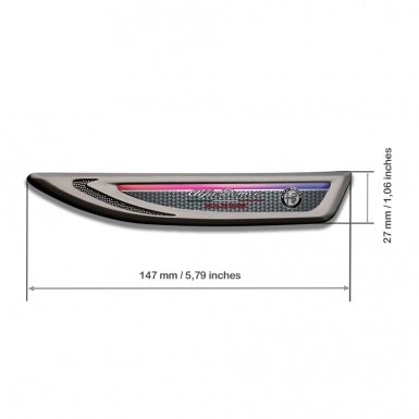 Alfa Romeo Fender Metal Badge Graphite Light Carbon Color Gradient Stripe