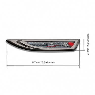 Alfa Romeo Fender Emblem Self Adhesive Graphite Metal Pattern Racing Motif