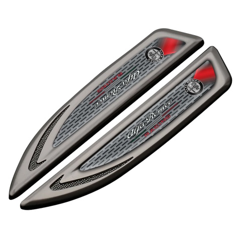 Alfa Romeo Fender Emblem Self Adhesive Graphite Metal Pattern Racing Motif