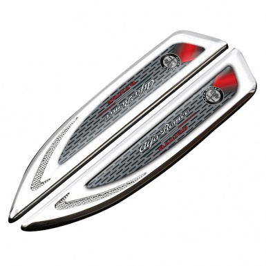Alfa Romeo Fender Emblem Self Adhesive Silver Metal Pattern Racing Motif
