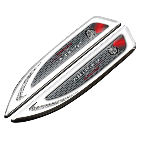 Alfa Romeo Fender Emblem Self Adhesive Silver Metal Pattern Racing Motif