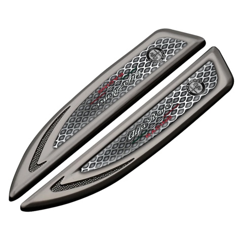 Alfa Romeo Fender Metal Emblem Graphite Steel Grate Texture Racing Design