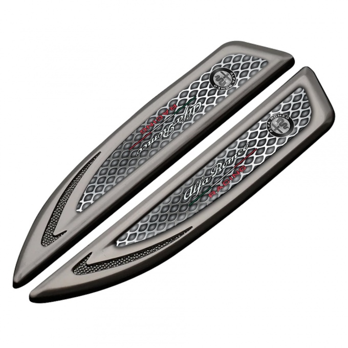 Alfa Romeo Fender Metal Emblem Graphite Steel Grate Texture Racing Design