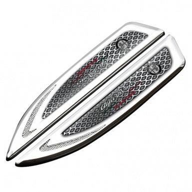 Alfa Romeo Fender Metal Emblem Silver Steel Grate Texture Racing Design