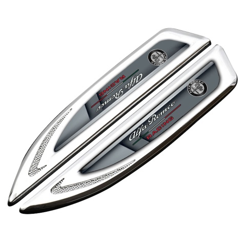 Alfa Romeo Fender Emblem Badge Silver Grey Elements Racing Edition