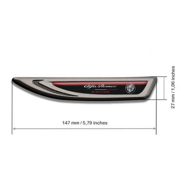 Alfa Romeo Fender Badge Self Adhesive Graphite Black Fill Red Racing Line