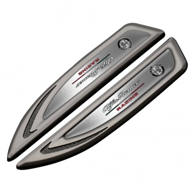 Alfa Romeo Fender Metal Badge Graphite Polished Surface Racing Variant