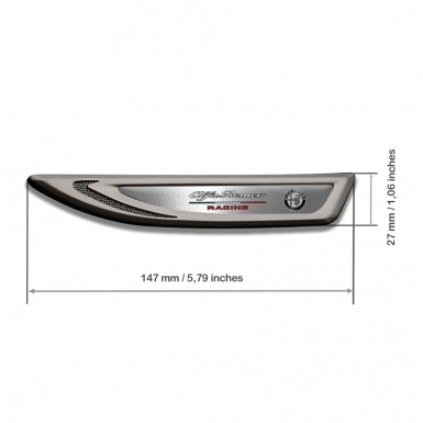 Alfa Romeo Fender Metal Badge Graphite Polished Surface Racing Variant