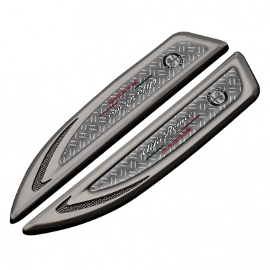 Alfa Romeo Fender Bodyside Badge Graphite Treadplate Texture Racing Logo