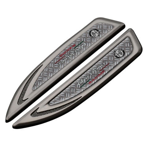 Alfa Romeo Fender Bodyside Badge Graphite Treadplate Texture Racing Logo