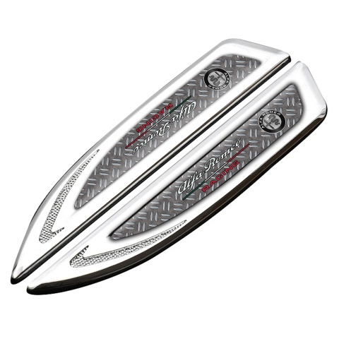 Alfa Romeo Fender Bodyside Badge Silver Treadplate Texture Racing Logo