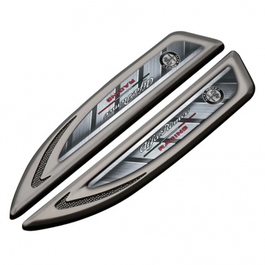 Alfa Romeo Fender Metal Emblem Graphite Metallic Pattern Italian Flag Design