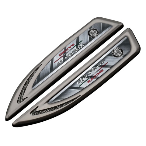 Alfa Romeo Fender Metal Emblem Graphite Metallic Pattern Italian Flag Design