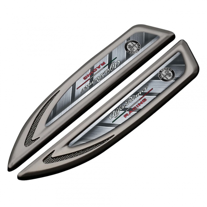 Alfa Romeo Fender Metal Emblem Graphite Metallic Pattern Italian Flag Design