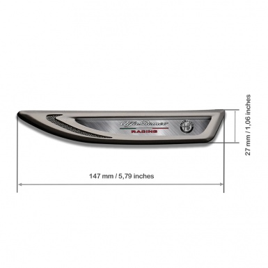 Alfa Romeo Emblem Fender Badge Graphite Brushed Aluminum Racing Motif