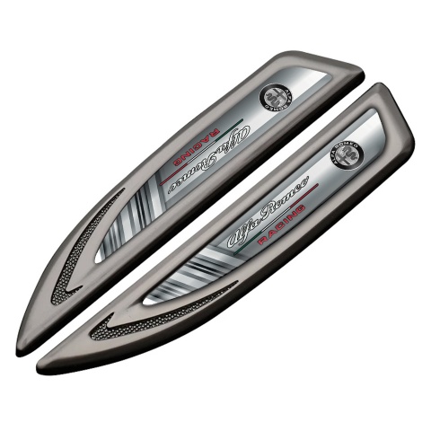 Alfa Romeo Fender Emblem Badge Graphite Monochrome Texture Racing Design