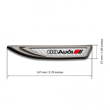 Audi Fender Metal Badge Graphite White Carbon Black Logo Design