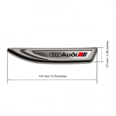 Audi Fender Bodyside Badge Graphite Brushed Steel Texture Dark Logo