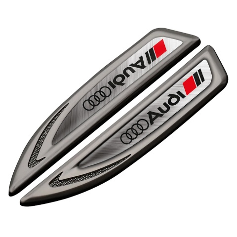 Audi Fender Bodyside Badge Graphite Brushed Steel Texture Dark Logo