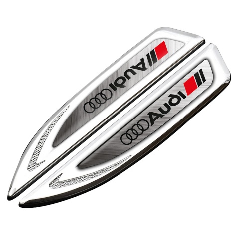 Audi Bodyside Badge Silver Brushed Steel Texture Dark Logo