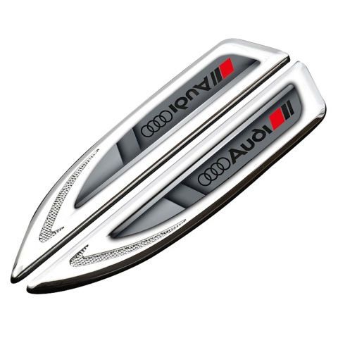 Audi Fender Emblem Self Adhesive Silver Grey Elements Black Edition